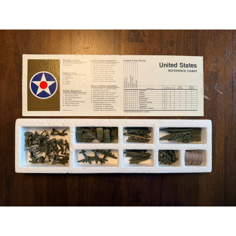 1984 Axis & Allies Spring 1942 Board Game Replacement Parts U. S. Green Pieces